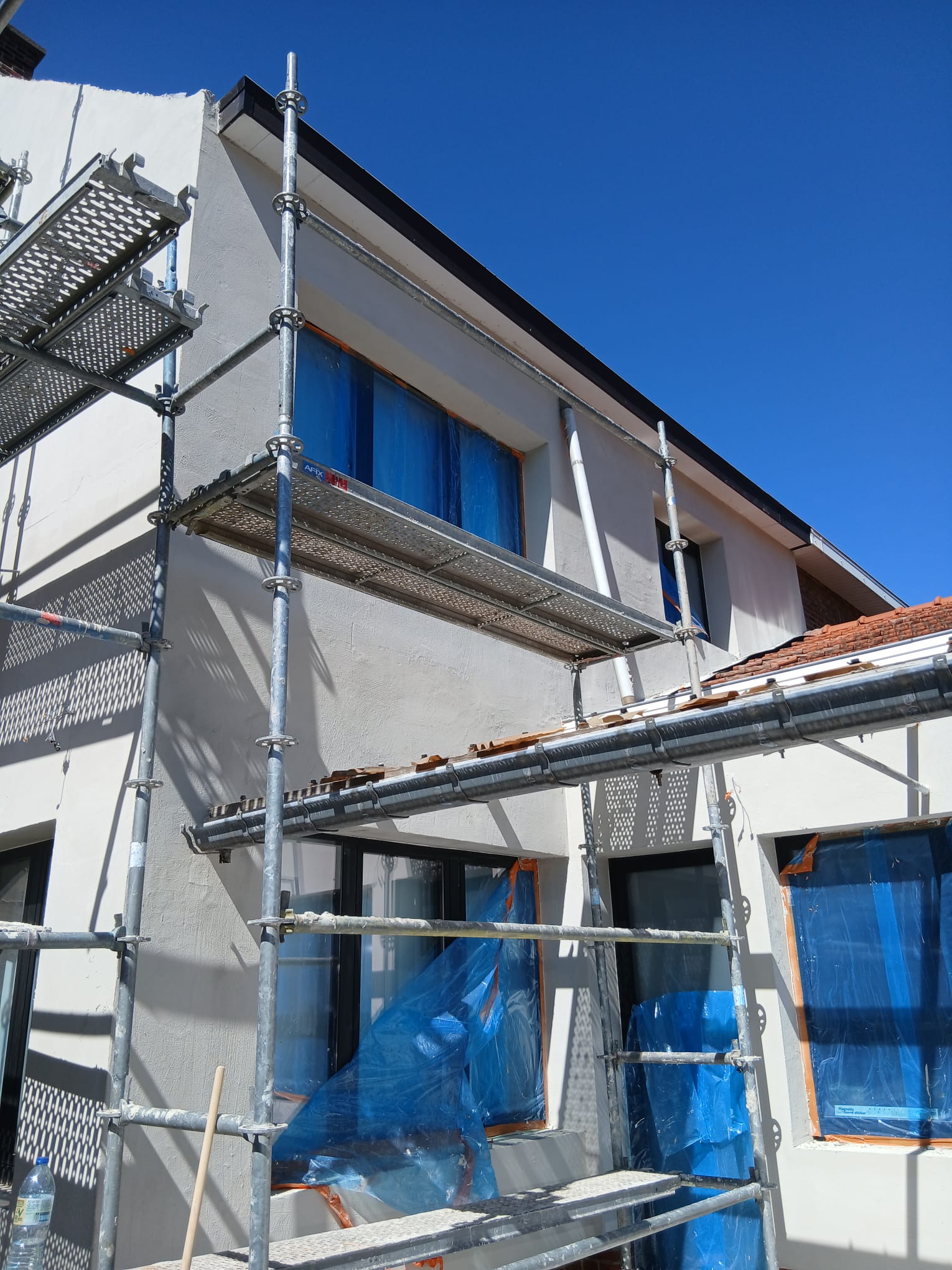 Travaux facade avec echafaudage